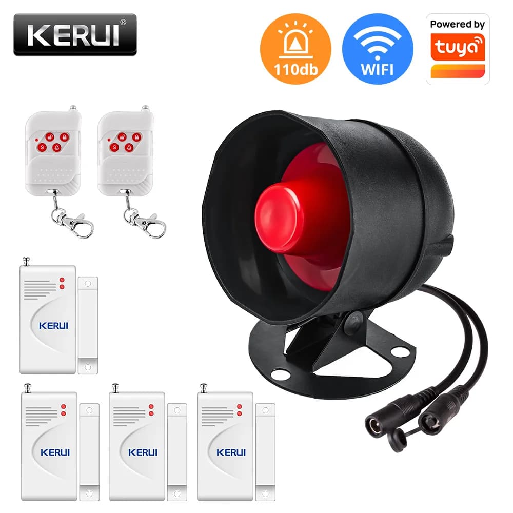 Sistema di Allarme di Sicurezza Wireless WIFI KERUI Compatibile con Tuya Smart Home, Sensore di Movimento e Porta, Compatibile con Alexa 433Mhz