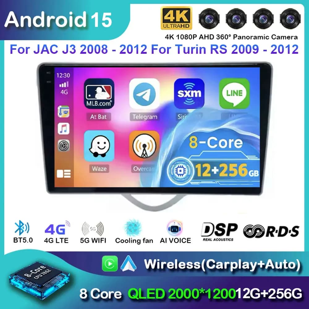 Android 15 Autoradio Multimediale Per JAC J3 2008 - 2012 Per Turin RS 2009 - 2012 Lettore GPS di Navigazione Stereo wifi + 4G Carplay DVD