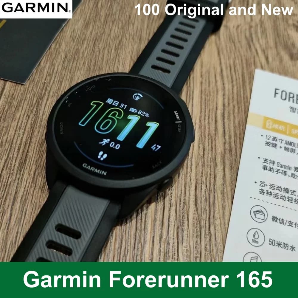Garmin Forerunner 165 GPS Running Smartwatch Touchscreen AMOLED Durata della batteria di 11 giorni Allenamento Metriche e ricoppi di recupero