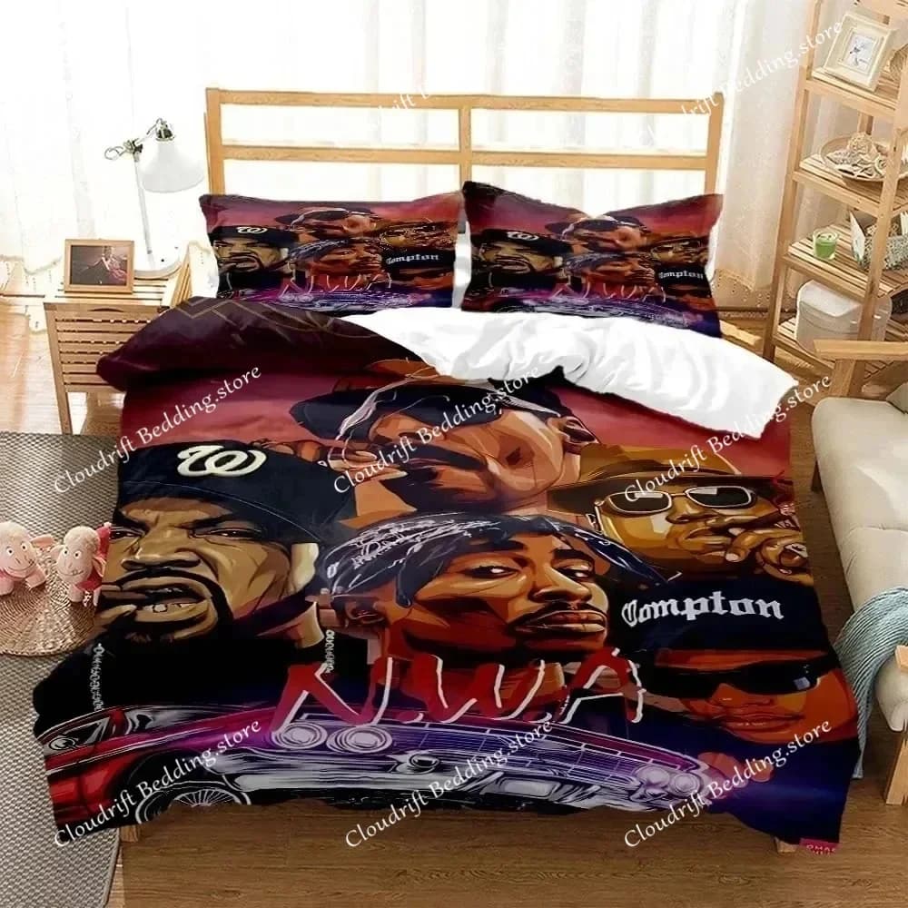 Hip Hop Rapper Bedding Set Boys Girls Twin Queen Size Duvet Cover Pillowcase Bed Kids Adult Fashion Home Textileextile