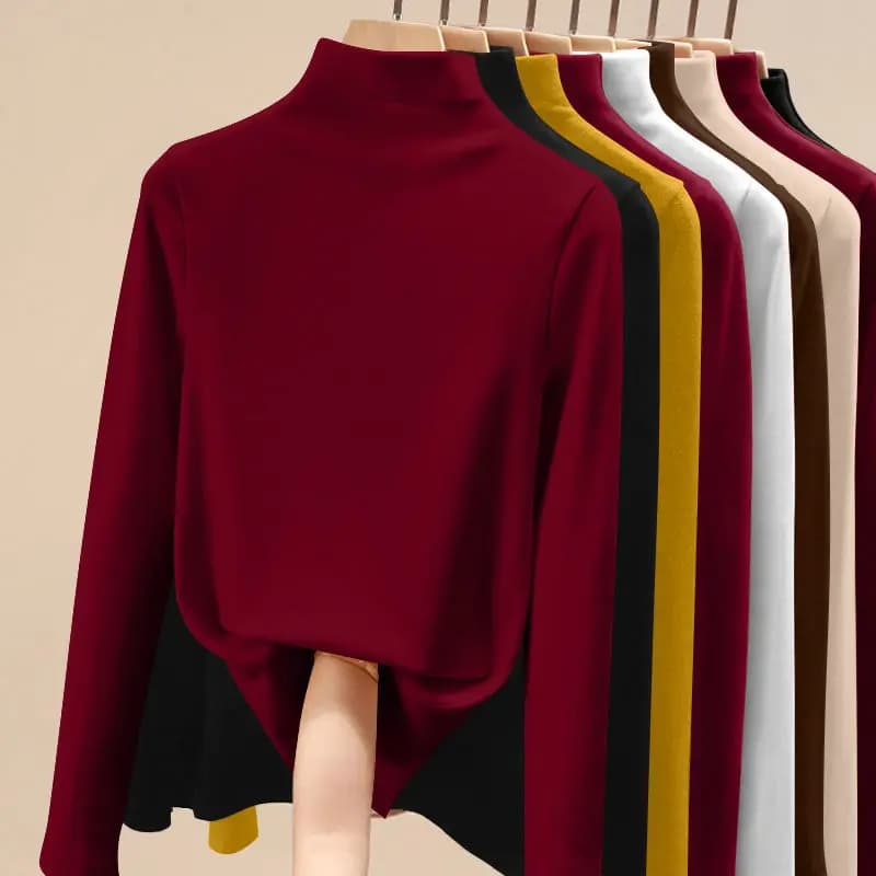 1 pz donna autunno inverno T-shirt a maniche lunghe Lady biancheria intima termica Slim Fit moda mezza collo alto camicia termica superiore