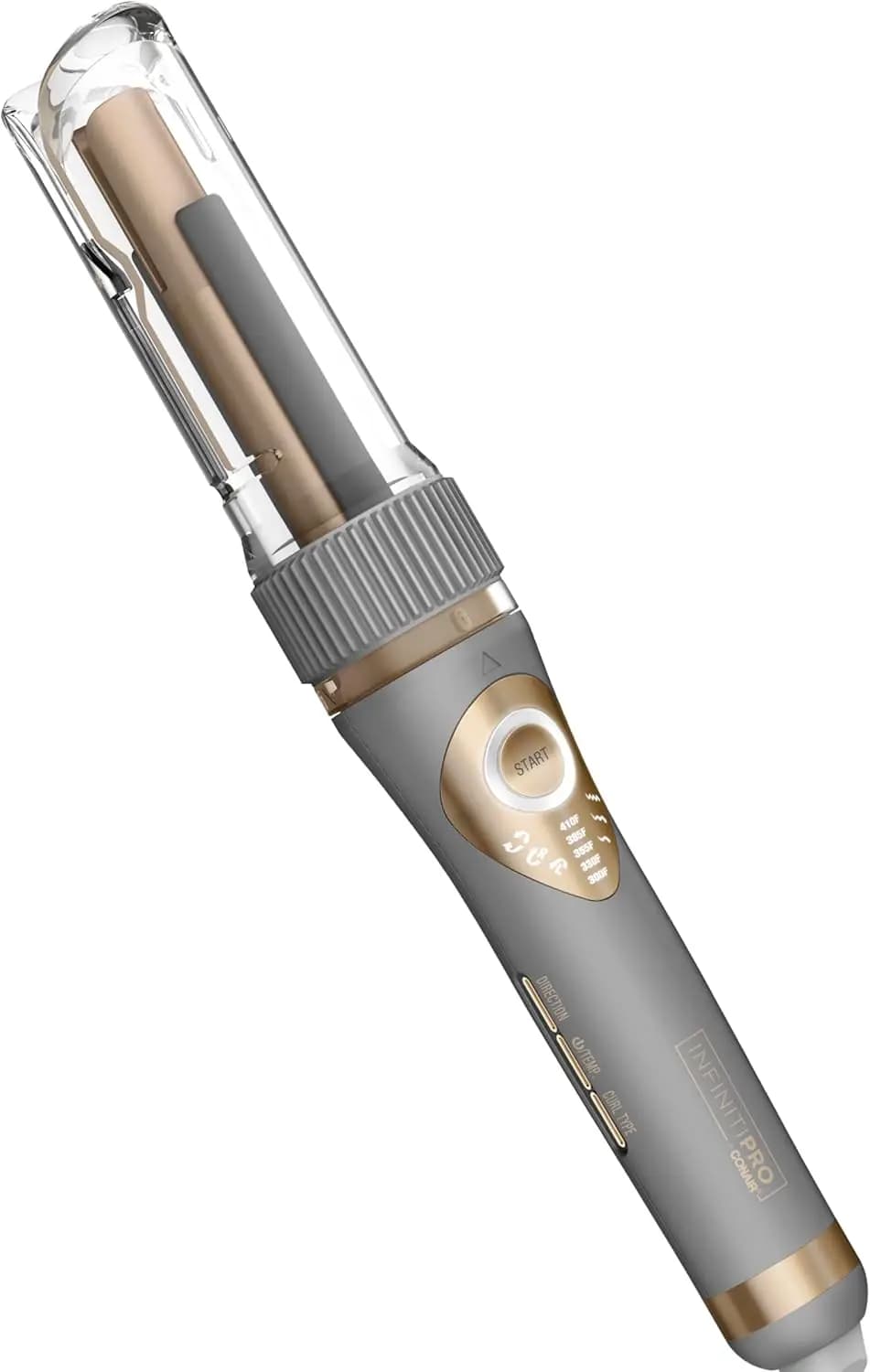 Automatic curling iron with 3 types of curling, double travel voltage, ceramic heat up to 410 ° F, Grey/Gold