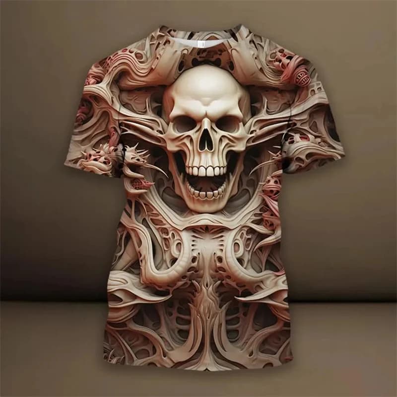 Skull Skeleton 3D Print T-Shirts Men Women Casual Fashion Streetwear Oversized Short Sleeve T Shirt Funny Tees Tops Man Clothing