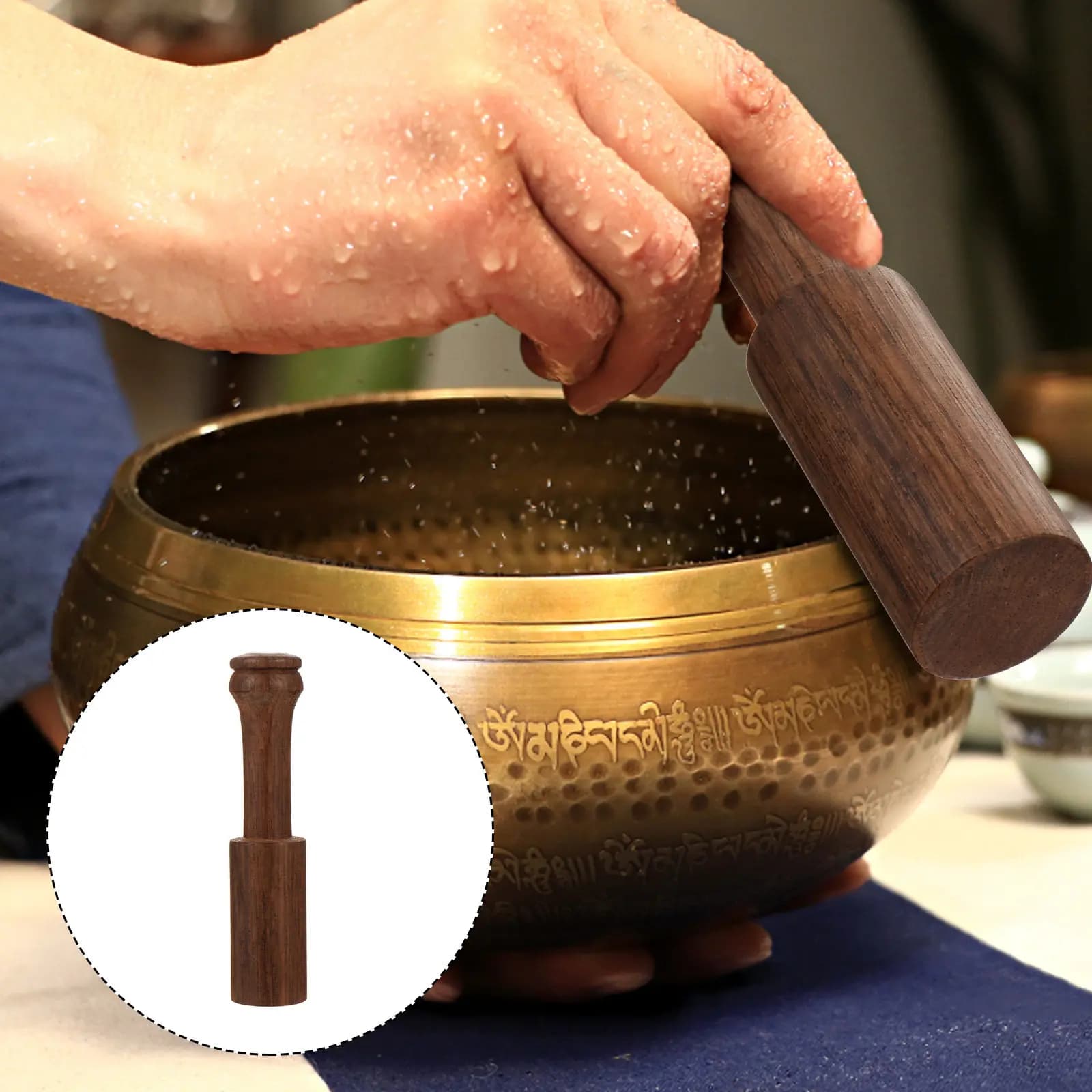 Singing Bowl Wooden Mallet Handcrafted High-Quality Retro Brown Healing Sound Therapy Accessory for Buddha Singing Bowl