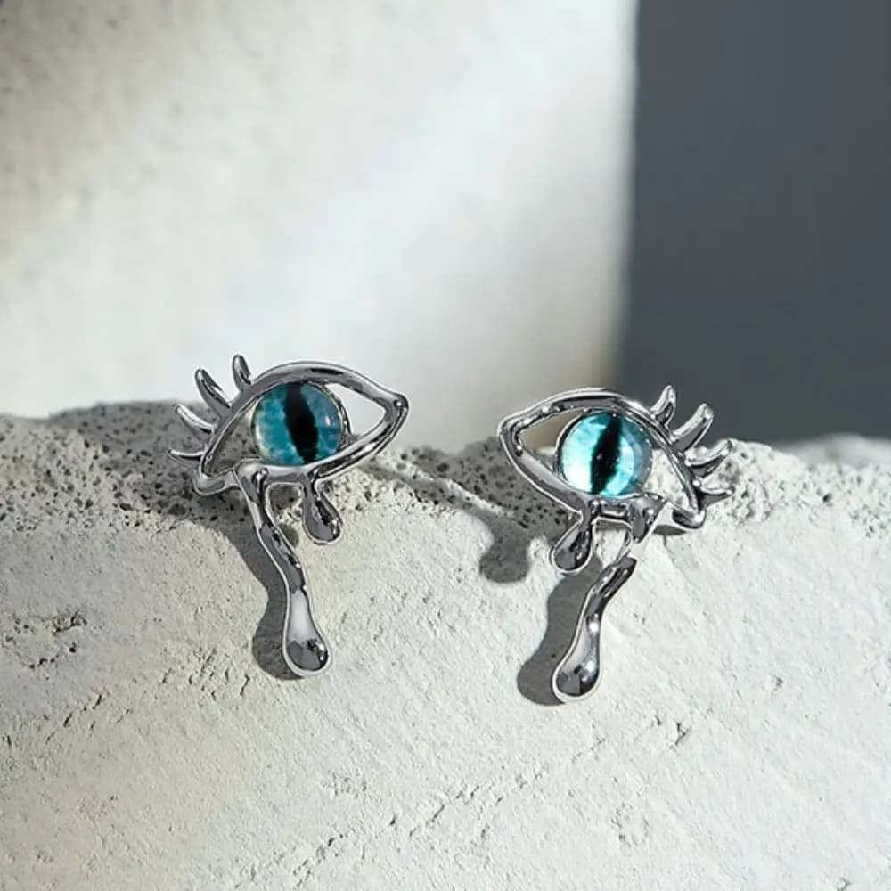 Cat Eyes Earrings Studs Braided Demon Eye Ear Studs Lucky Evil Eye Earrings Alloy Aesthetic Vintage Exquisite Unique Jewelry