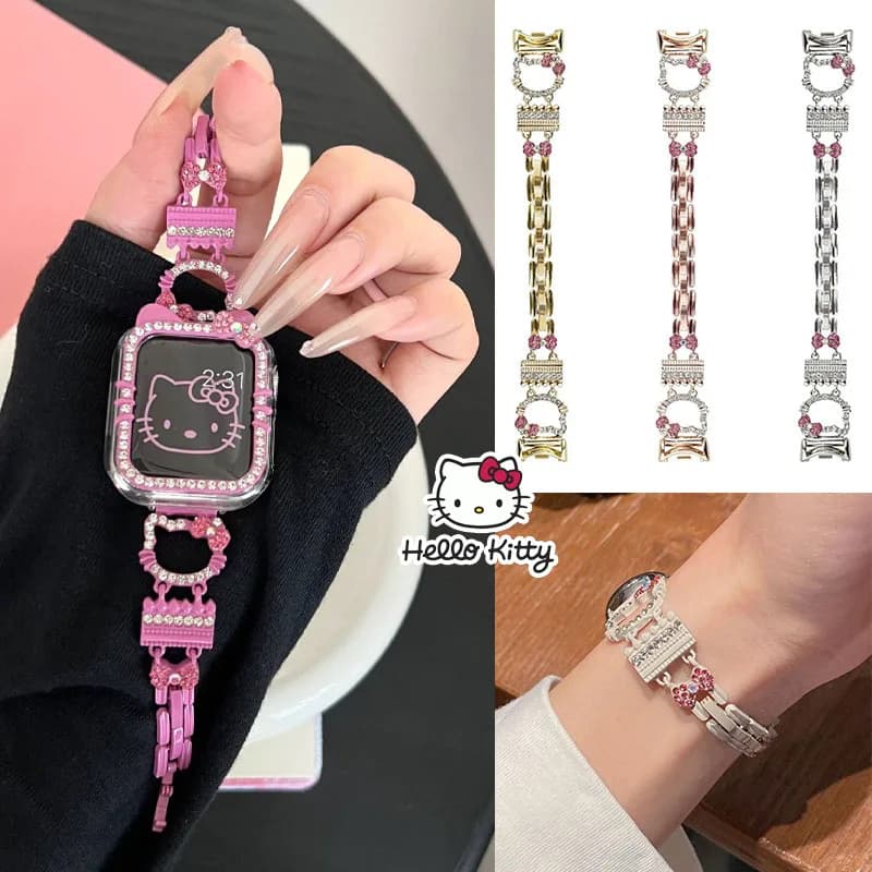 Stainless Steel Strap HelloKitty for Apple Watch 5mm 44mm 42mm 41mm 38mm 49mm 40mm Creativity Woman Iwatch Series