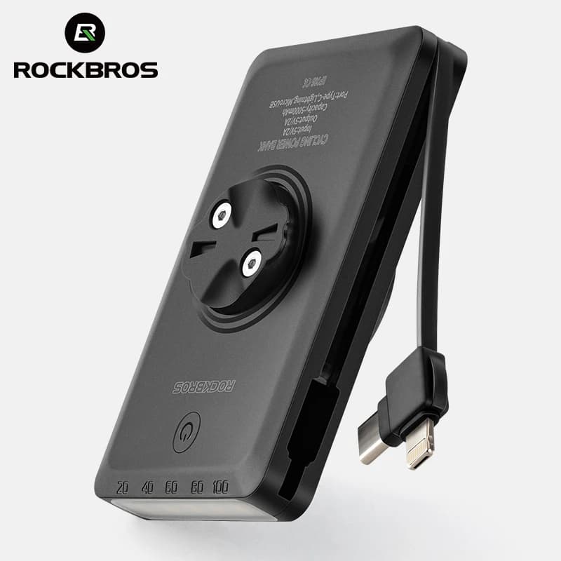 ROCKBROS Luce per bici RL-S1 Capacità 5000mAh Faro di sicurezza per bici Display digitale Luce anteriore posteriore per bici Torcia IPX6