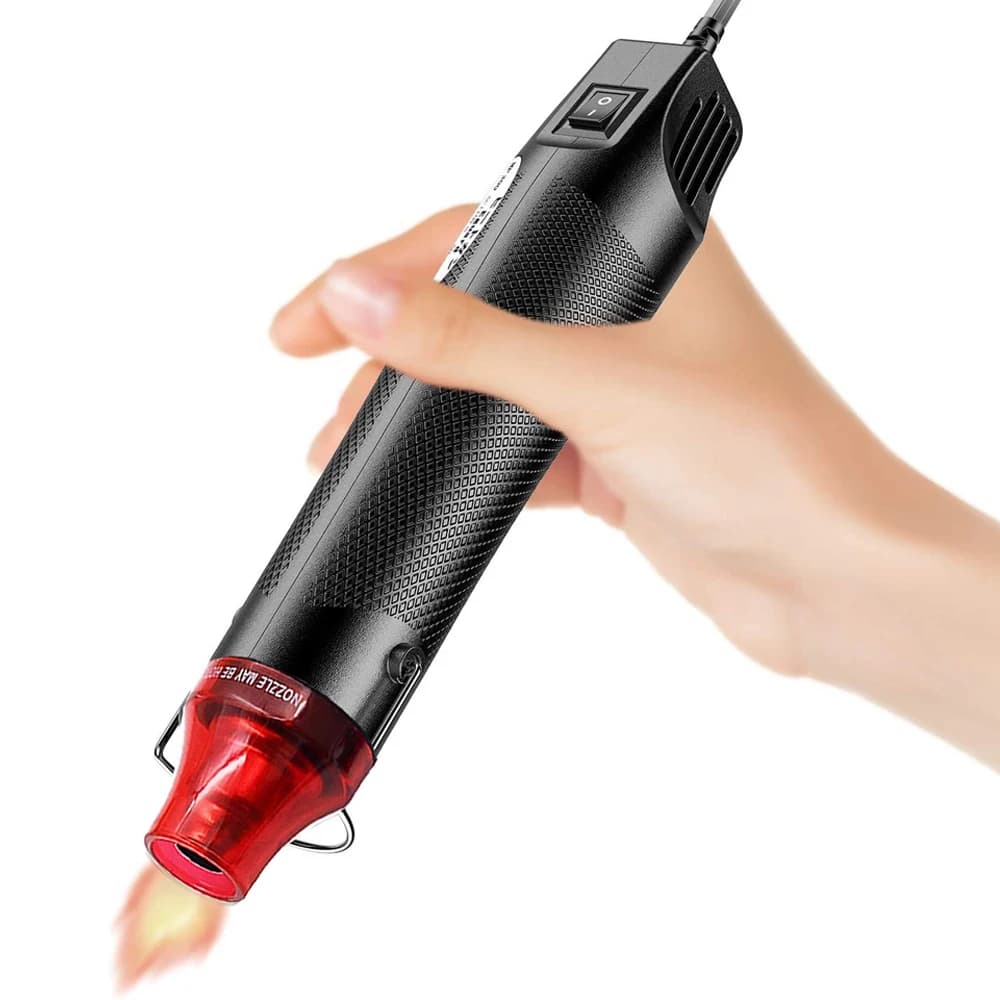 Pistola termica fai da te 220V pistola ad aria calda per utensili elettrici pistola a temperatura 300W con sedile di supporto strumento artigianale in plastica termoretraibile fai da te