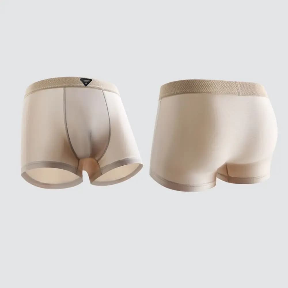 4 Pezzi Boxer da Uomo in Seta Satinata Sottile, Vita Media, Effetto Seta Ghiaccio, Senza Cuciture