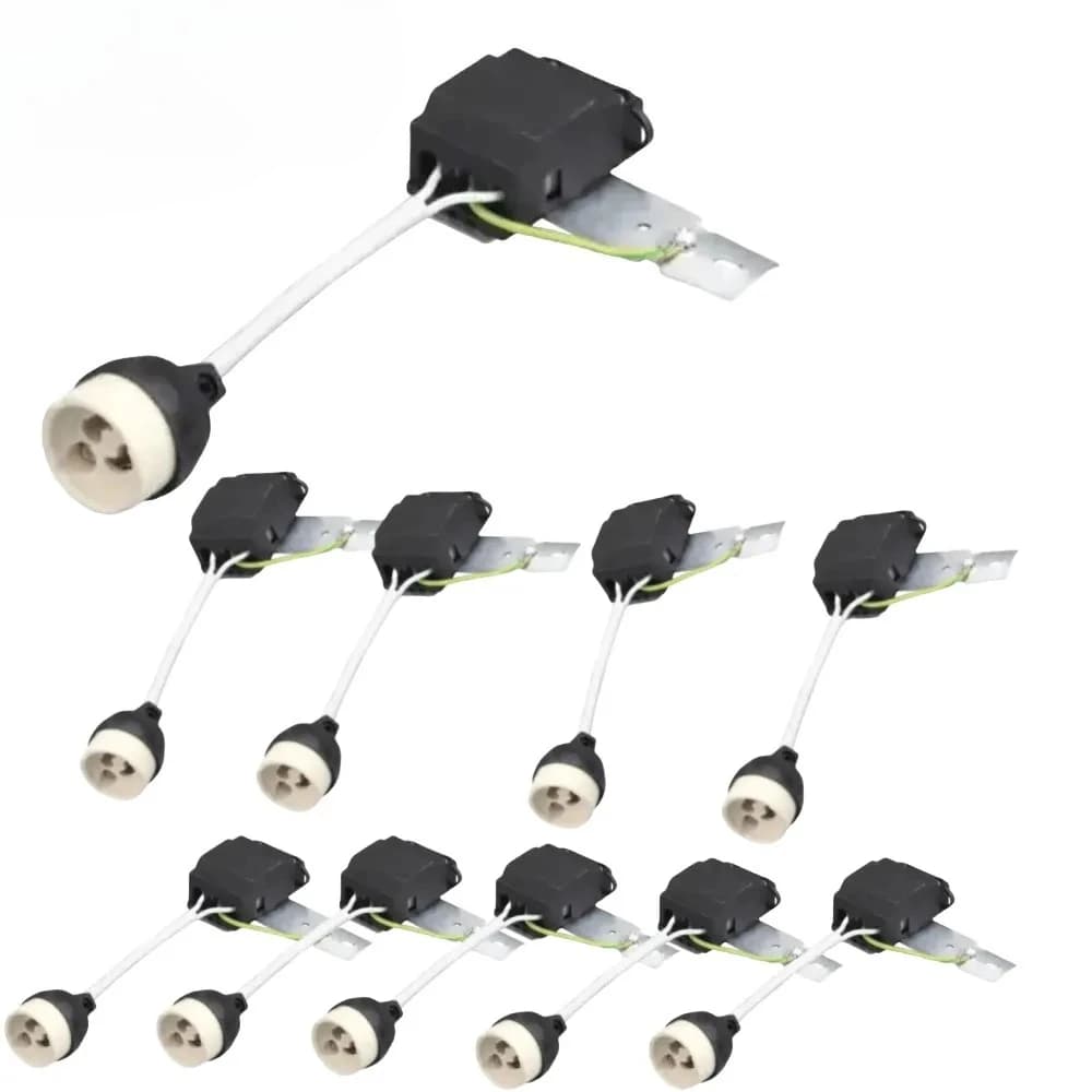 10pc Gu10 Faretto LED in ceramica Presa GU10 Lampadina alogena Base Portalampada 18cm Filo di nylon PV Terminale di cablaggio Scatola di giunzione