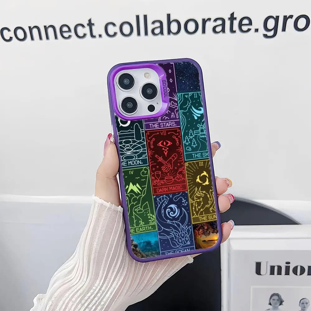 Custodia per telefono Dark Tarot Cards, custodie protettive colorate in TPU per iPhone 17/16/15/14/13/12/11 Pro Max