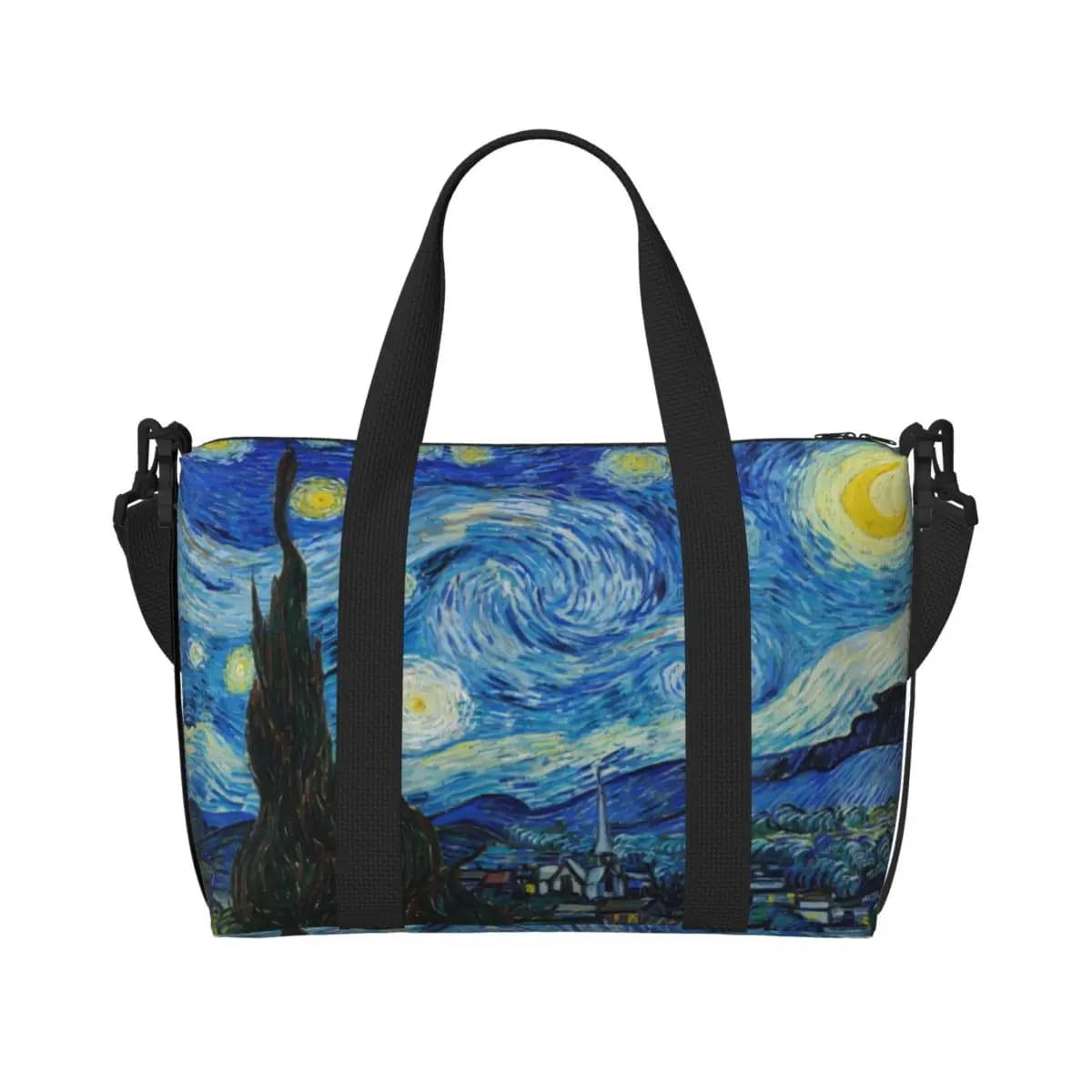 Borsa tote da spiaggia personalizzata Vincent Van Gogh con notte stellata da donna, palestra extra large, borse per la spesa da viaggio con pittura a olio