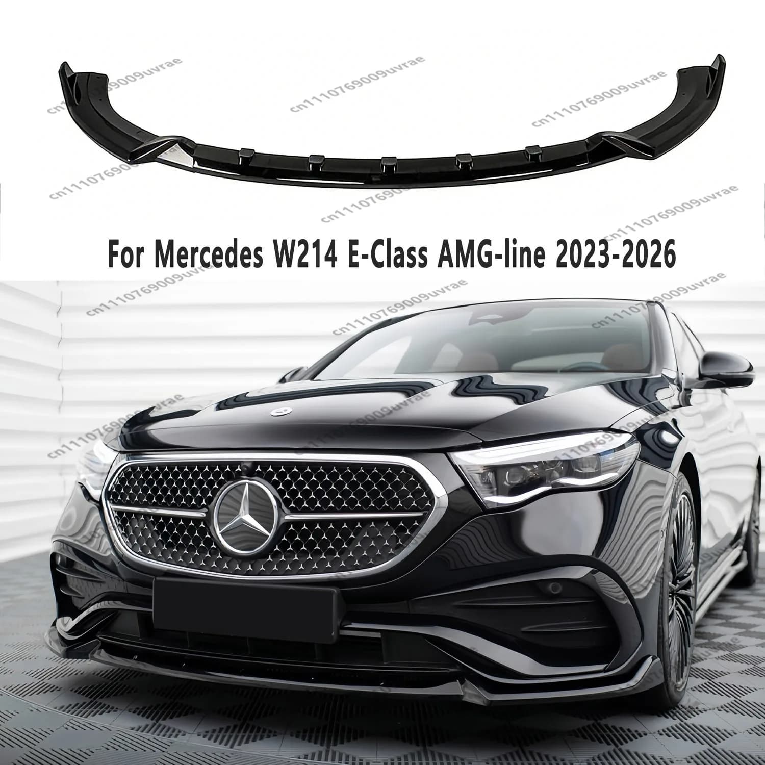 Spoiler Anteriore Nero Lucido in ABS per Mercedes W214 Classe E AMG Line 2023-2026, Kit Carrozzeria Tuning