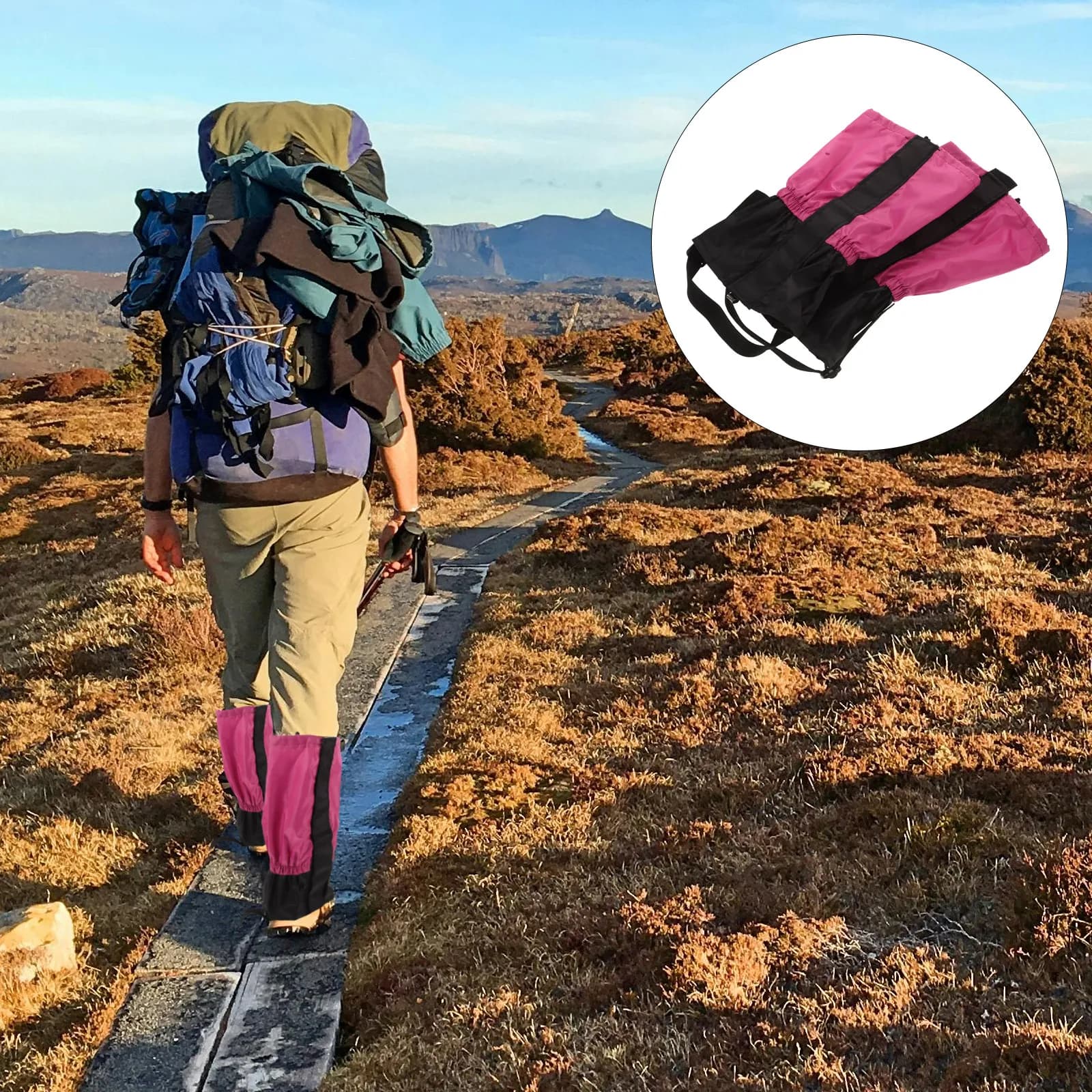 1 paio di ghetre impermeabili da trekking con cinturino regolabile per escursioni nel deserto, neve e fango, per uomo e donna