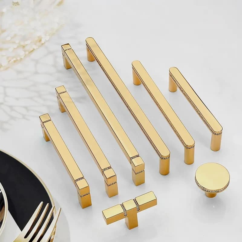 Modern Simple Nordic Style Lengthened Cabinet Door Handle for Shoe Cabinet Wardrobe Drawer Golden Luxury Design