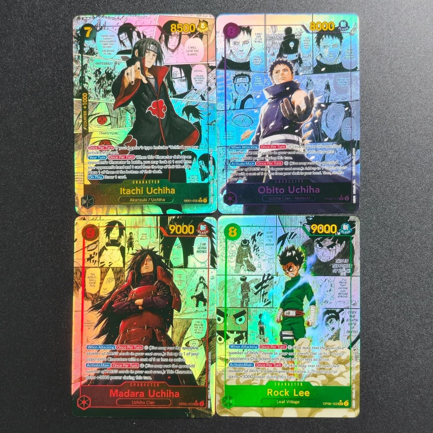 DIY Madara Uchiha Itachi Obito Rock Lee Fan‑Art Full‑Art Card, Manga Series English High‑Quality Game Collectible Card Toy