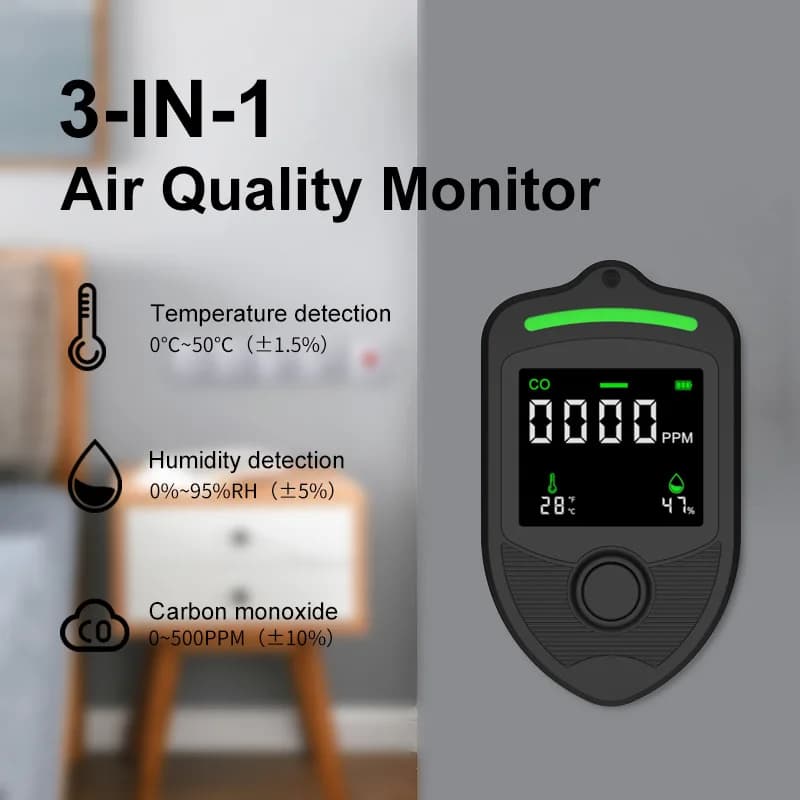 New Carbon Monoxide Detector CO Temperature and Humidity All-in-one Alarm Air Detector Toxic Gas Detection
