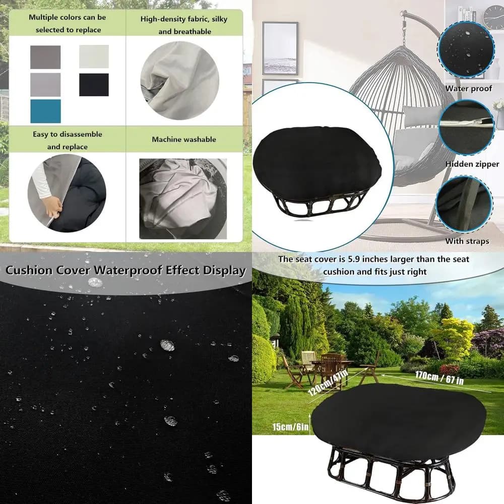 Papasan double chair waterproof lining, 67x47x6 inch, inner/external cushion lining