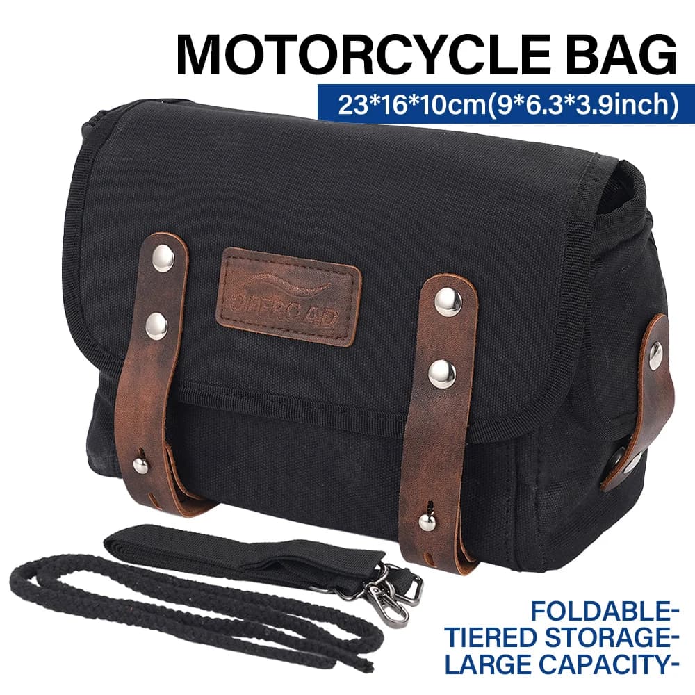 Black Motorcycle Saddle Bag Universal Side Pockets, Retro Canvas Bag Rear Seat Bag Motorcycle Tail Bag, Electric Bike Bag