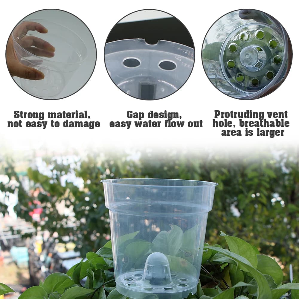 5/10pcs vassoio di avviamento per semi rotondi vasi da vivaio per fioriera trasparente con foro di drenaggio per piante di orchidee fiori di erbe attrezzi da giardino