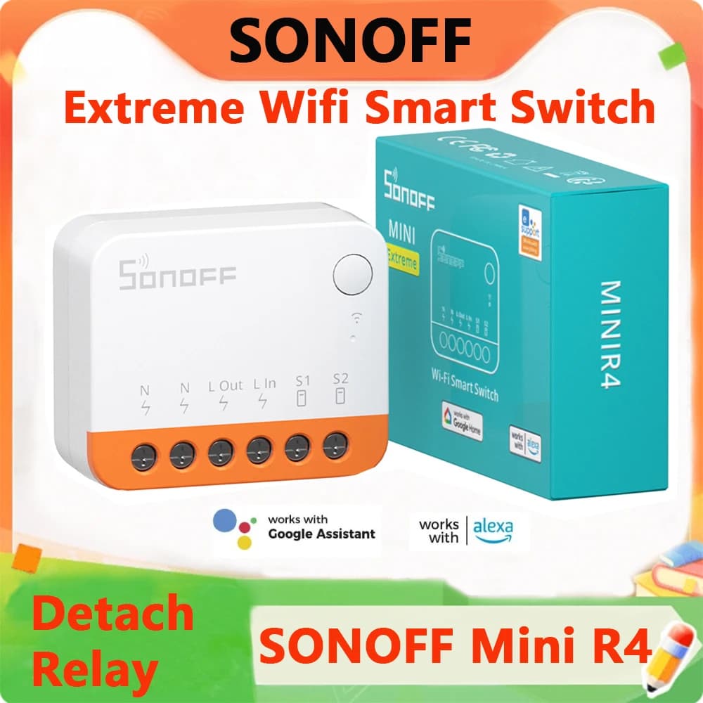 SONOFF Mini R4 Extreme Wifi Smart Switch Interruttore esterno Controllo Smart Home Staccare Relè Interruttore della luce fai da te tramite eWelink APP Alexa