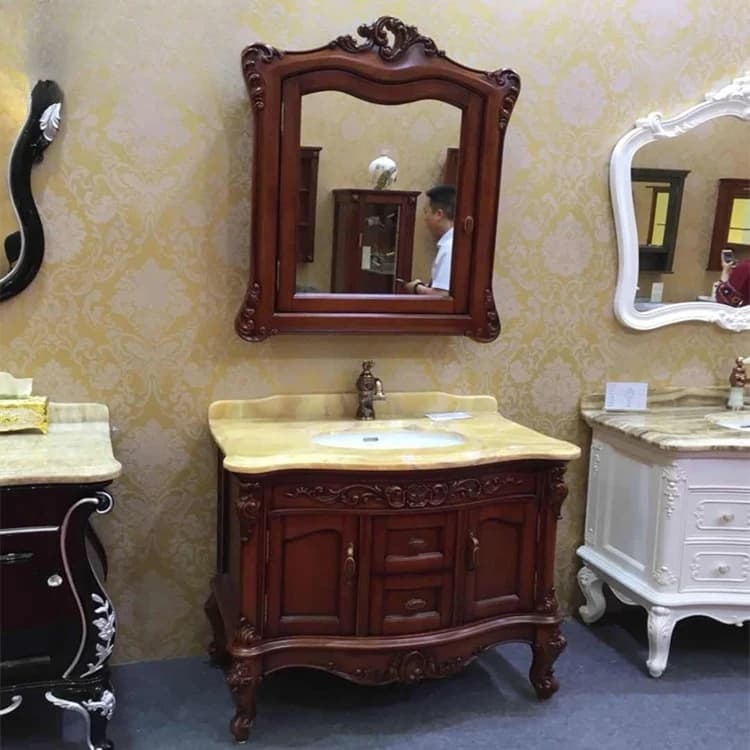 Mobile da bagno in rovere europeo premium combinato bagno lavabo a mano mobiletto per lavabo mobiletto a specchio bagno dal pavimento al soffitto