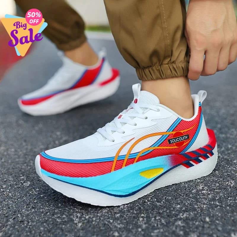 Running Shoes with Carbon Plate for Marathon, Breathable and Lightweight Sports Sneakers for Men and Women, Comfortable and Anti-slip