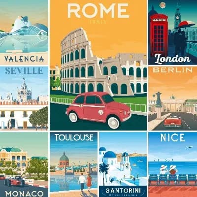 DIY European City Travel Diamond Painting Continental Landmark Mosaic Handmade Art Exquisite Creative Gift Home Decoration