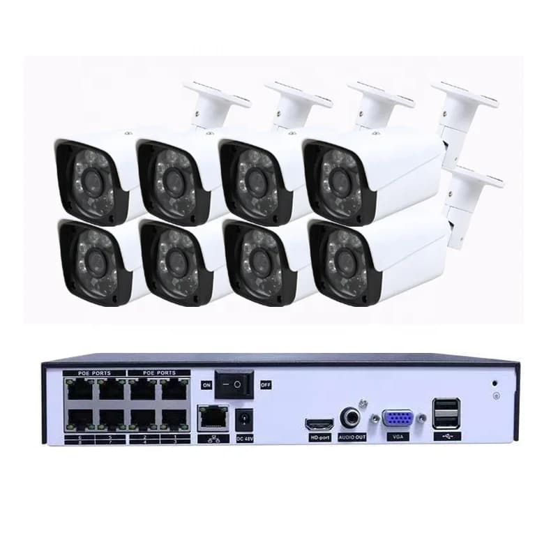 IP66 Waterproof infrared night vision 4.0MP 5.0MP 8.0MP PoE IP security cameras system The latest popular full NVR kit 8ch 4K