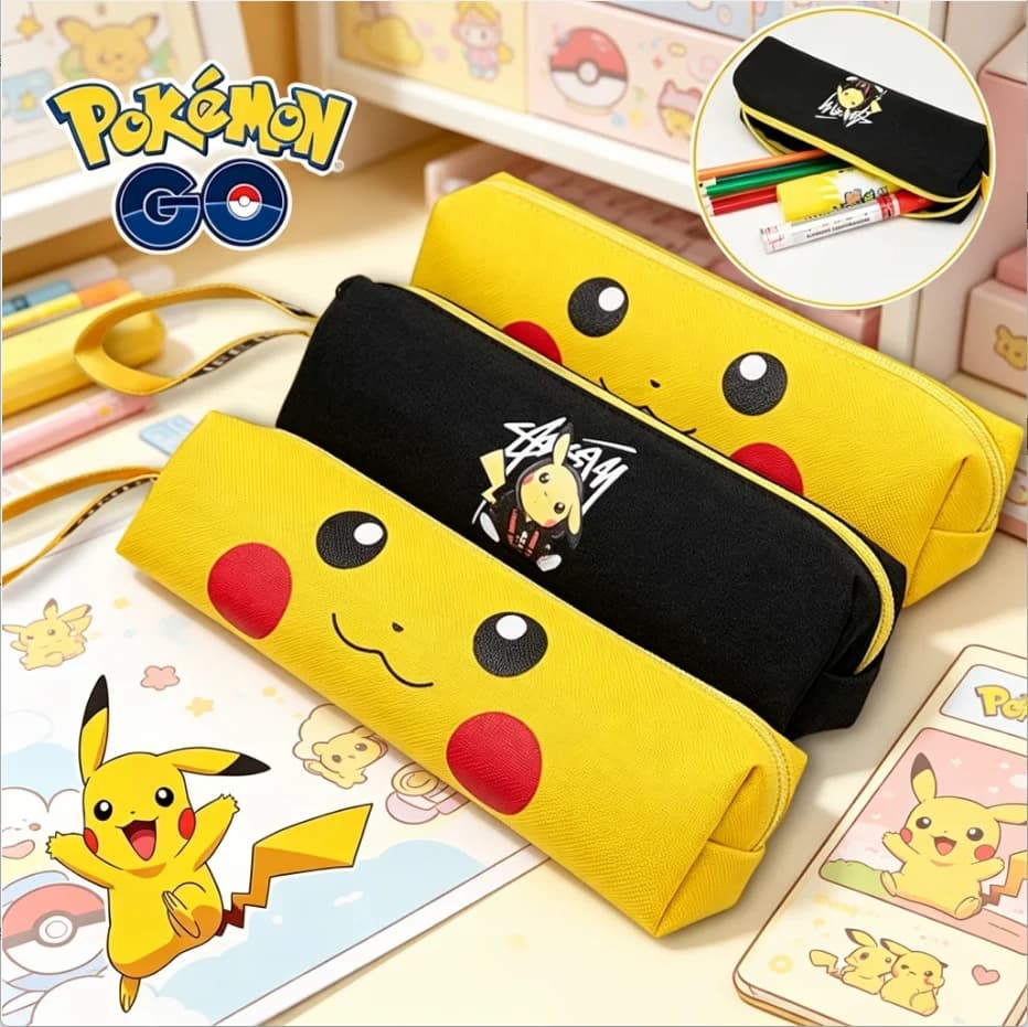 Bellissimo astuccio per matite Pokemon Pikachu, astuccio luminoso per studenti, cartoni animati, articoli di cancelleria, regalo di compleanno per bambini