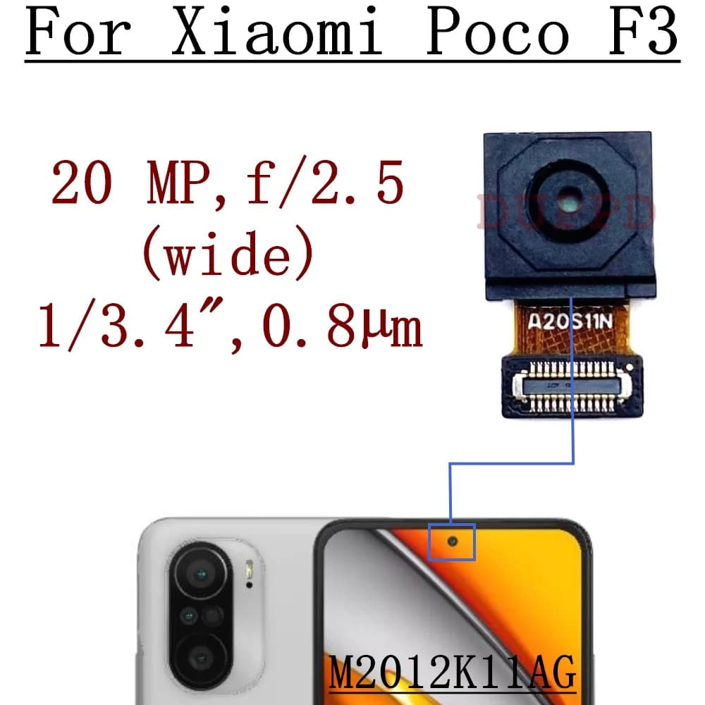 Fotocamera frontale per Xiaomi Poco F2 Pro F3 GT F4 GT F5 Pro Piccola e ampia telecamera frontale per selfie Modulo cavo flessibile Parti