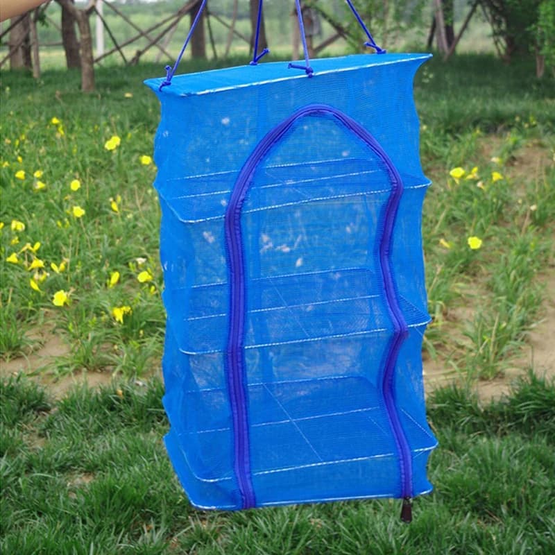 4‑Layer Folding Hanging Fish Net Drying Rack Mesh Vegetable Fruit Seafood Dryer Multifunctional Storage Net Bag