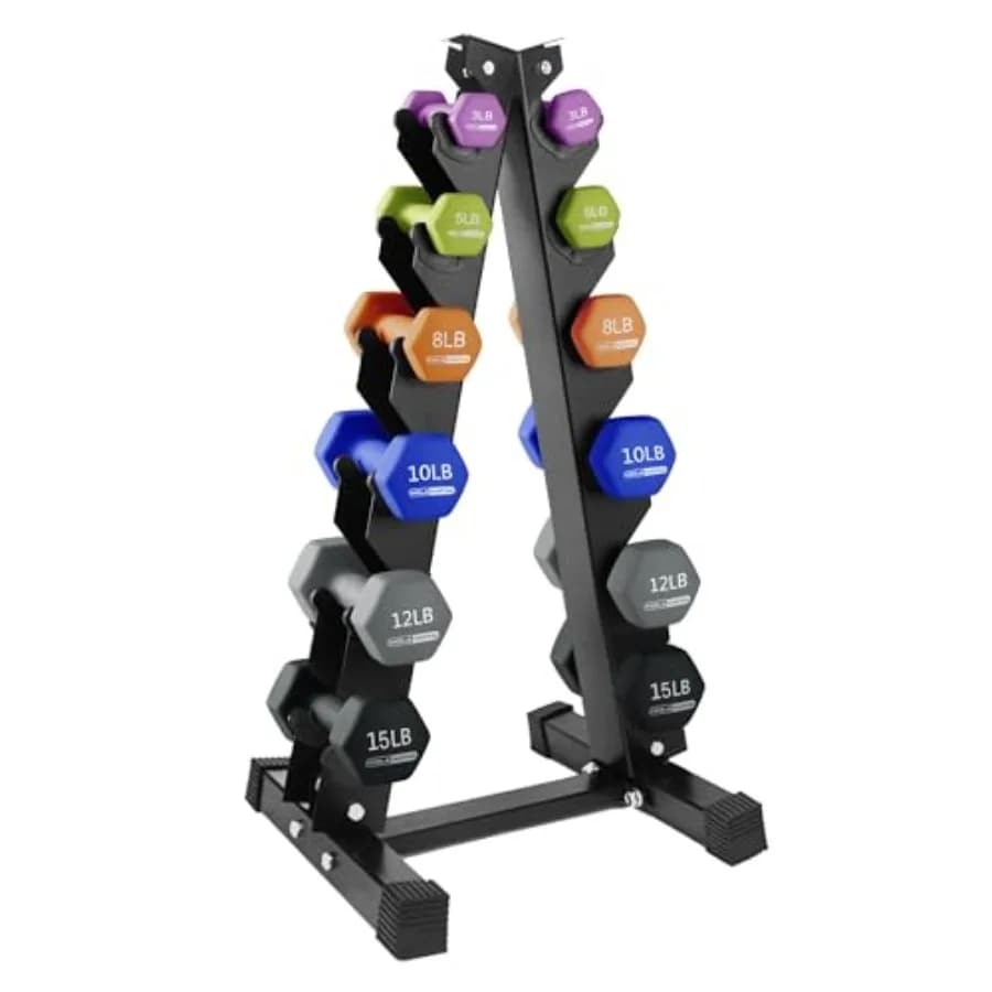 Set di pesi con manubri in neoprene con rack Attrezzatura da palestra per la casa 106 libbre Multicolor - Manubri per esercizi ponderati portatili per fitnes