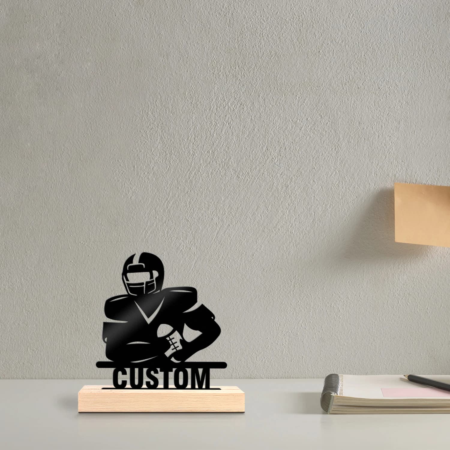 1pc Metal Art Desktop Decoration Custom Content Equipped with A Wooden Base Suitable for Fireplaces,Study Rooms,and Offices