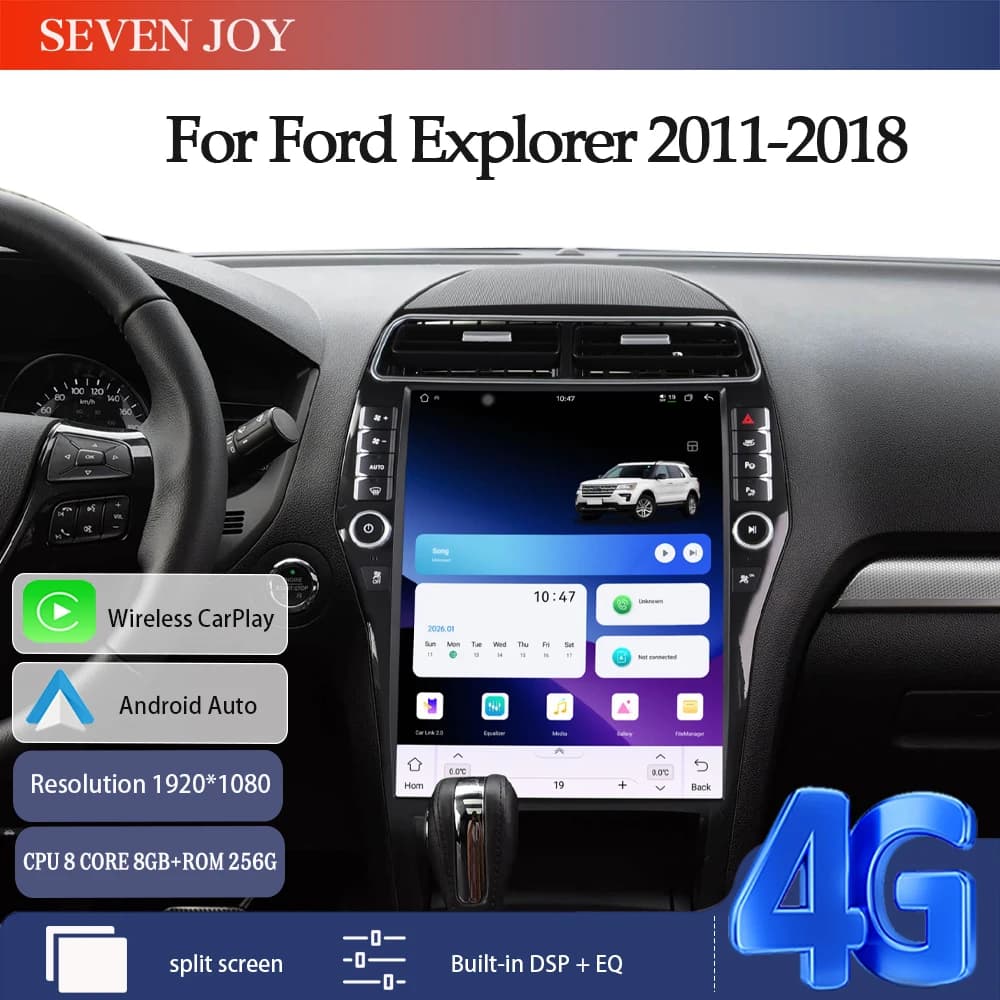 Schermo Multimediale Android 15 da 16.2 Pollici per Ford Explorer 2011-2018, Lettore Video, Navigazione GPS, Radio, 8+256G, 8 Core, CarPlay, 4G, AC