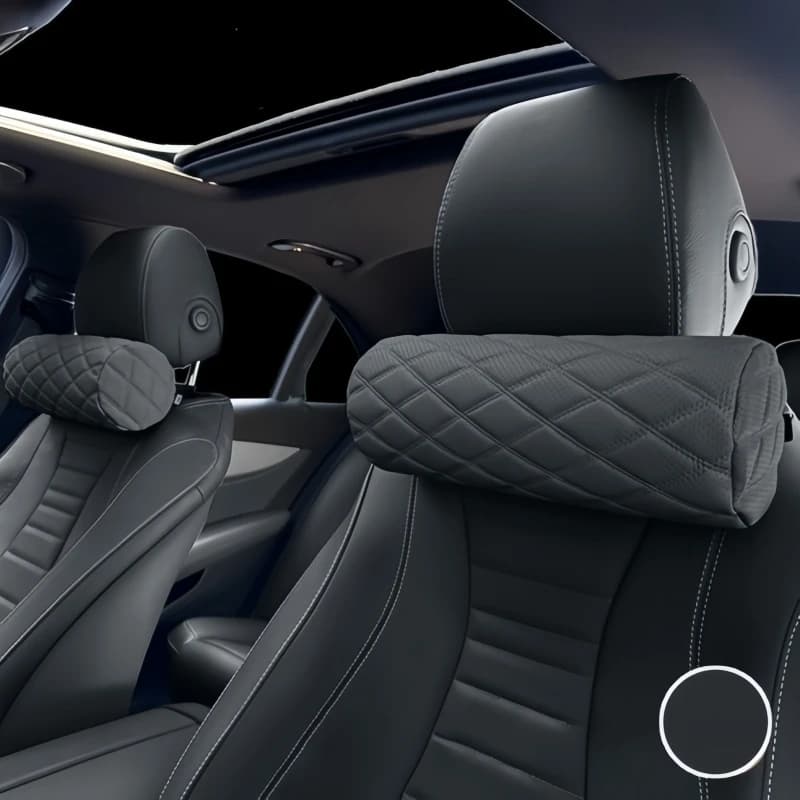 Car Neck Pillow Perforated Leather Ergonomic Auto Seat Headrest Comfort Universal Driving Travel Interior Accessory Cushion