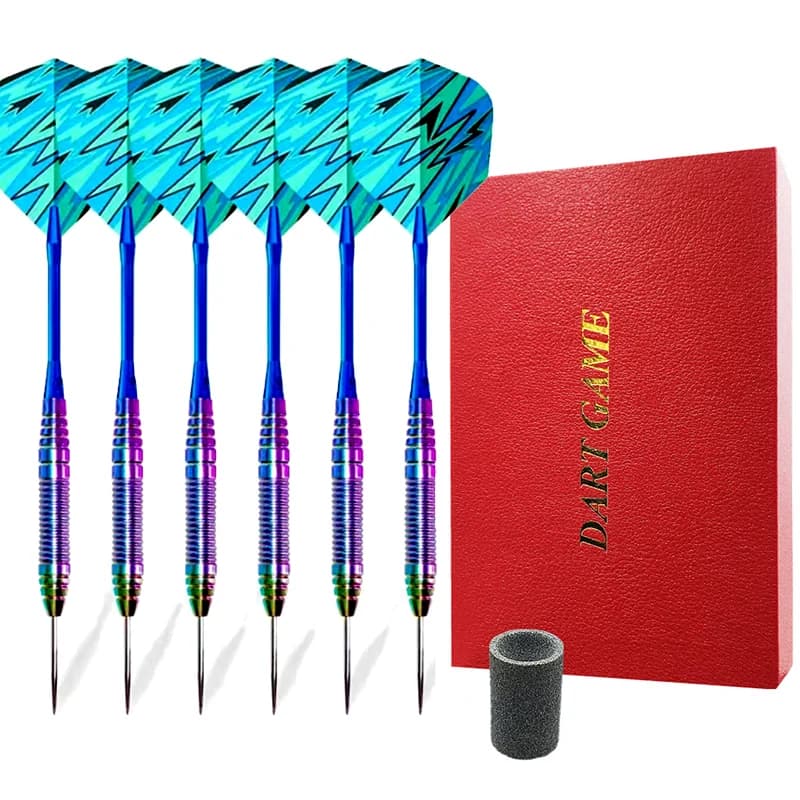 Set di Freccette con Punta in Metallo 22g, Freccette Professionali per Bersaglio, Punta in Acciaio, Fusto in Ferro, Aste in Alluminio, Affilatore per Freccette, Confezione Regalo