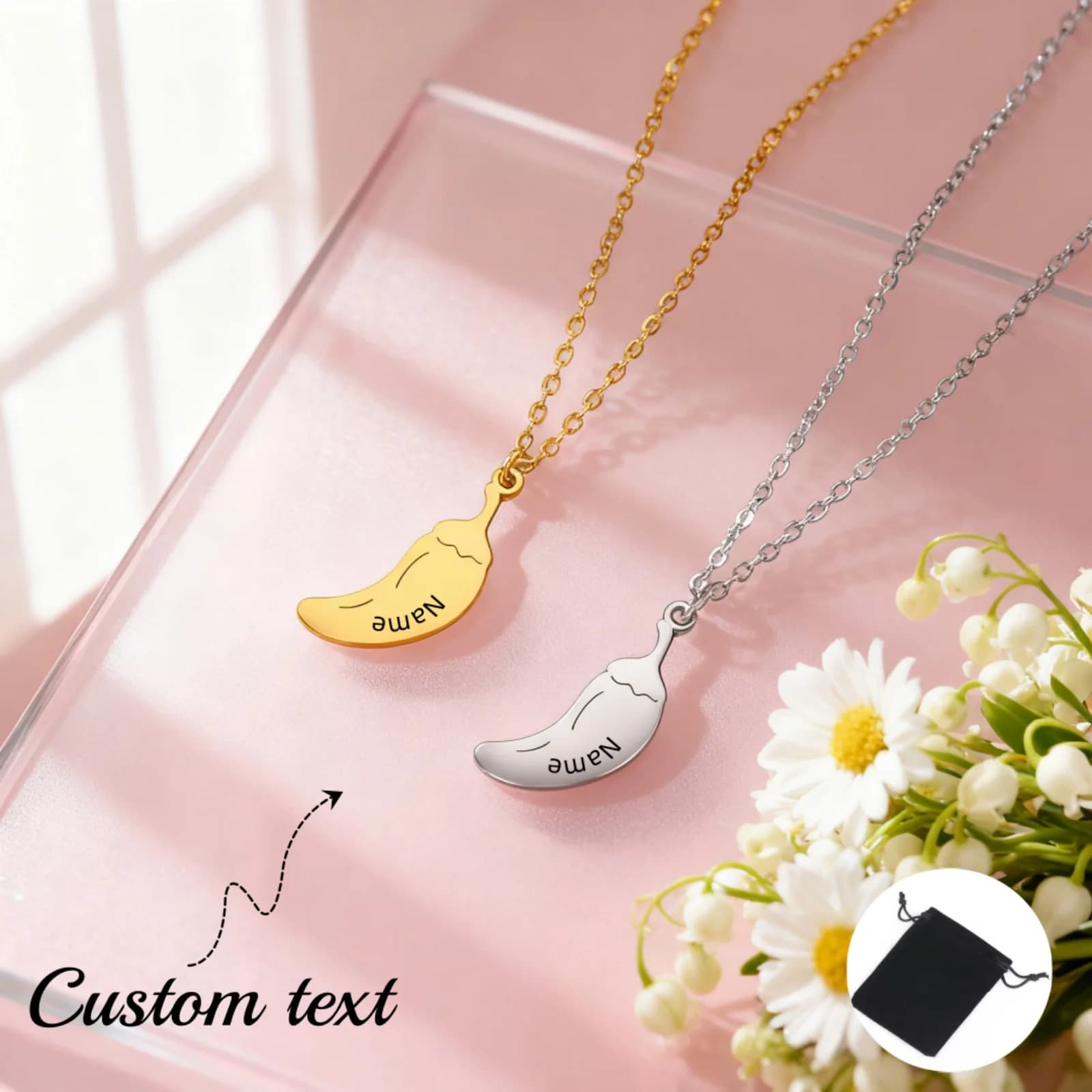 Collana Personalizzata a Forma di Peperoncino in Acciaio Inossidabile, Design Unico e Semplice, Gioiello da Donna per Festival