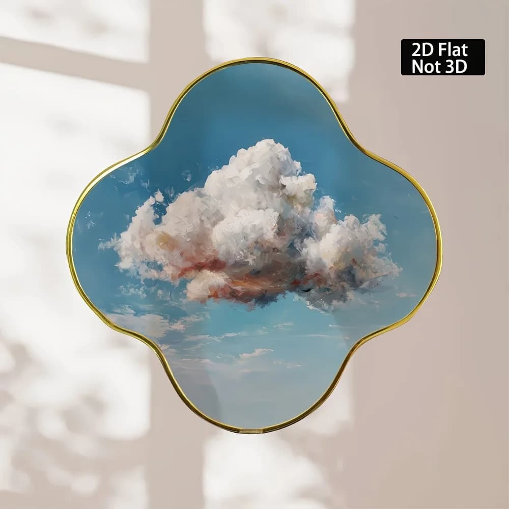 1 Piece of 2D Flat Minimalist Style Wooden Wall Decoration, Modern Decorative Painting Featuring a Clouds-in-the-Sky Design