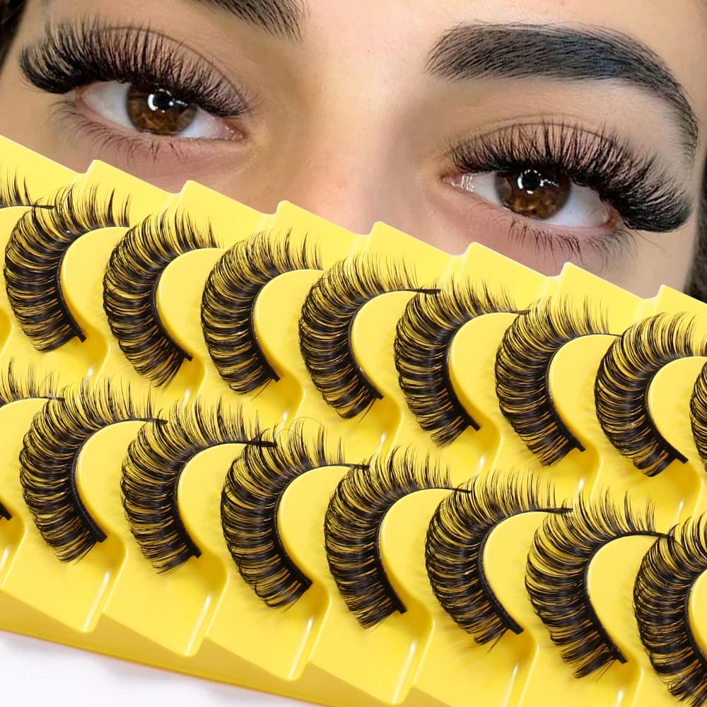 10 paia DD curl Russian Strips Lashes Faux Mink Lashes 3D Mink Lashes Fox Eyes Natural False Lashes Extension ciglia
