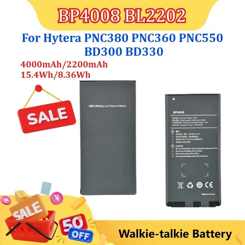 Nuova Batteria Ricaricabile BP4008 BL2202 4000mAh 2200mAh per Walkie Talkie Hytera PNC380 PNC360 PNC550 BP4006 BD300 BD330 BD350