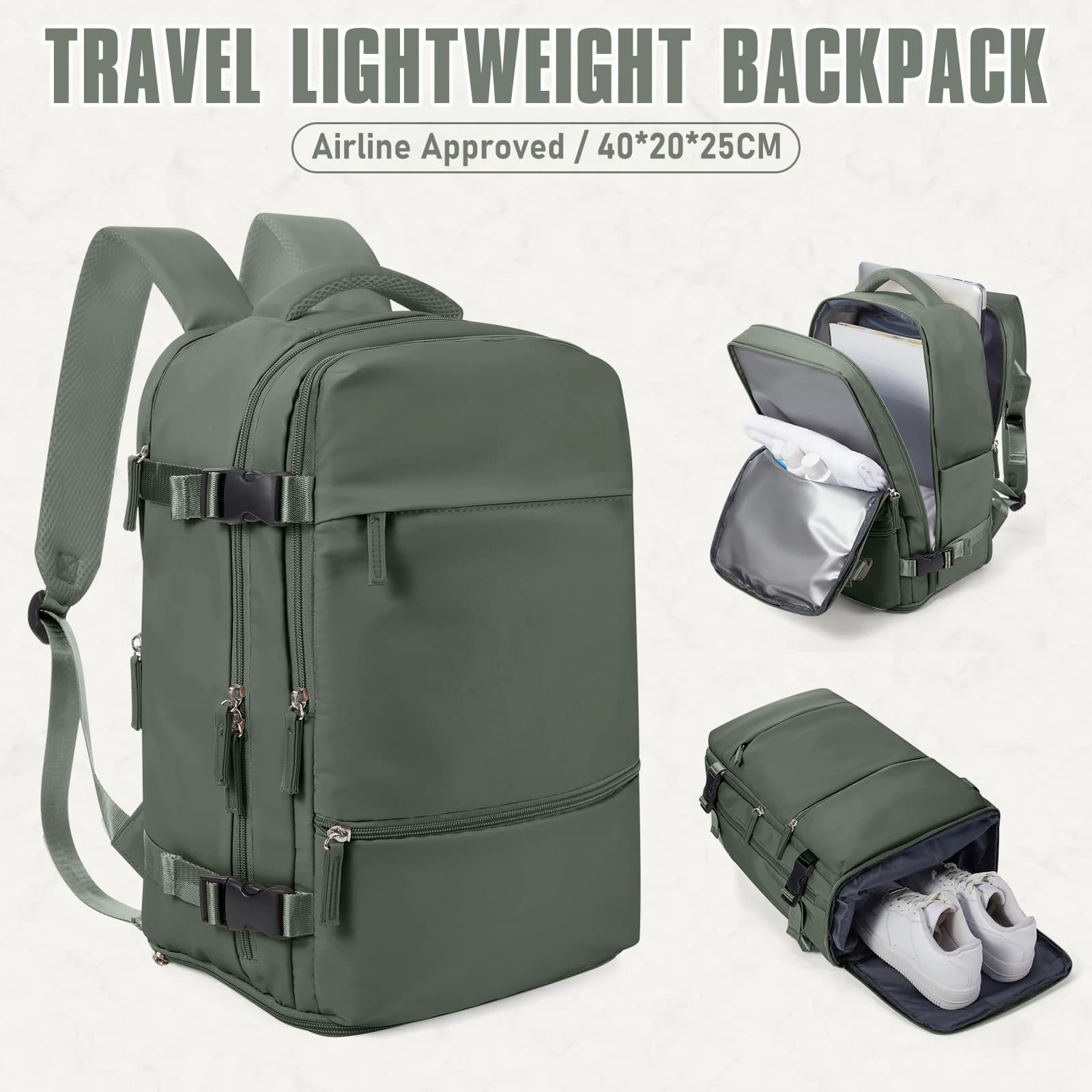 Zaino da viaggio cabina aereo 40x20x25, cabina zaino per valigie da viaggio Ryanair 40x30x20 uomo cabina bagaglio a mano antifurto