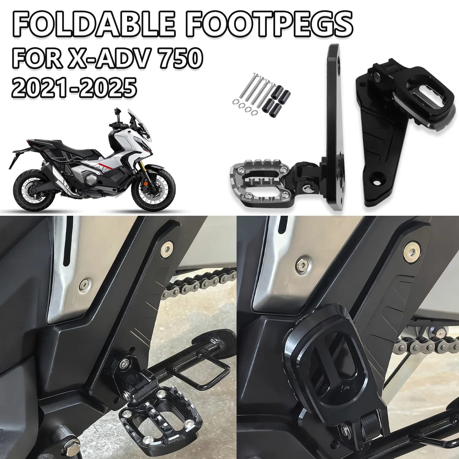 Per X-ADV 750 XADV750 2021 2022 2023 2024 2025 Moto Pedane Pedale Posteriore Pieghevole Pedane Passeggero Pedane supporto