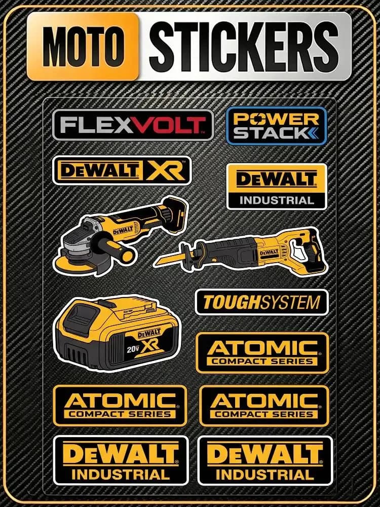 Adesivi Decorativi Riflettenti Impermeabili Anti-Graffio per Auto, Bici, Casco, Tazza, Frigorifero DEWALT