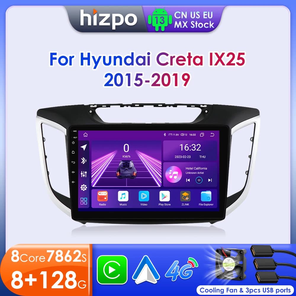 Hizpo 2 Din Android 13 Autoradio Per Hyundai Creta ix25 2015-2019 Lettore Video Multimediale GPS 4G Carplay Auto Stereo unità principale
