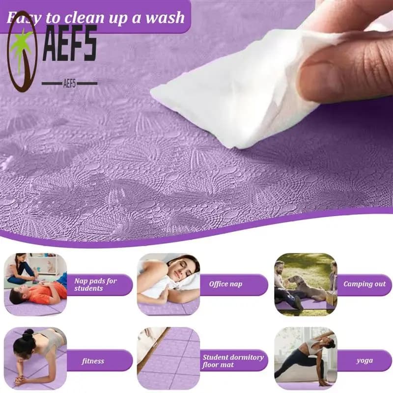 AEF5-Plastic Yoga Mat Foldable travel pad for fitness exercises on both sides anti-slip for yoga, pilates and floor training