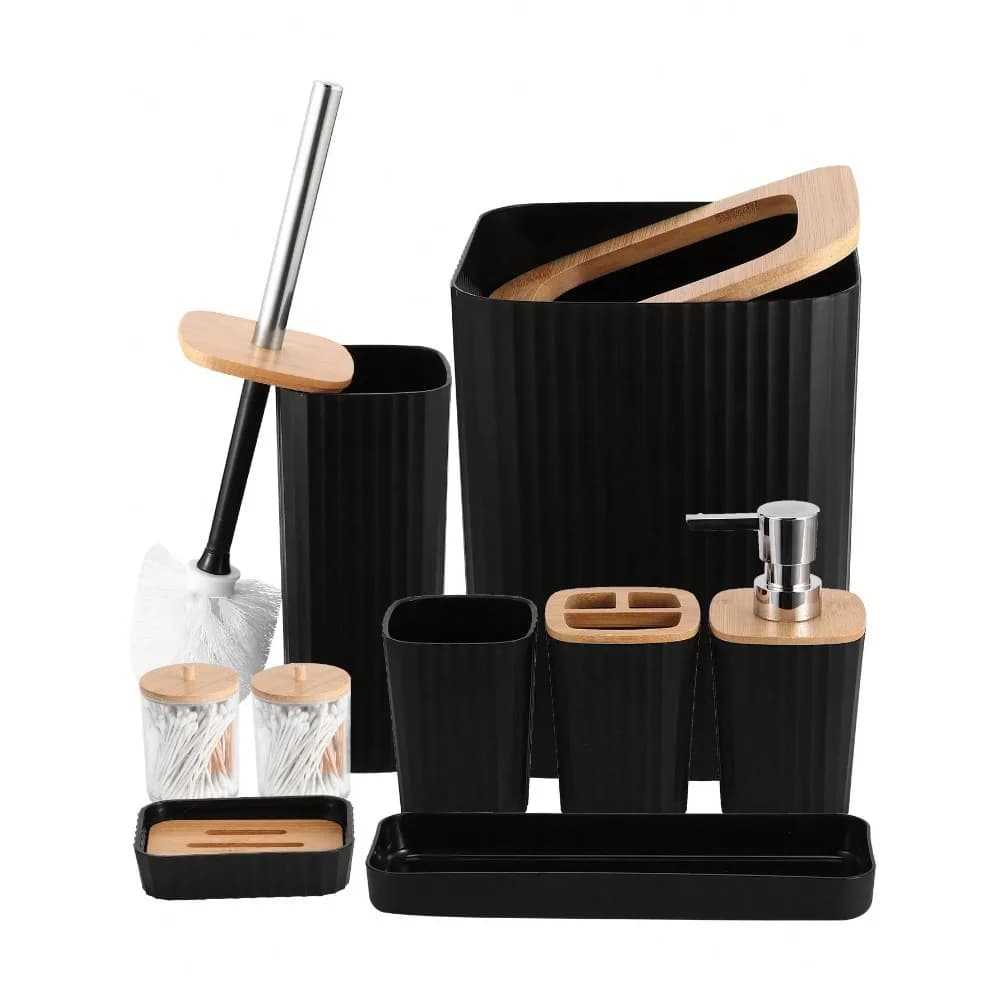 Set combinato di accessori per il bagno, dispenser per gel doccia, contenitore frontale, spazzola per WC e bagno