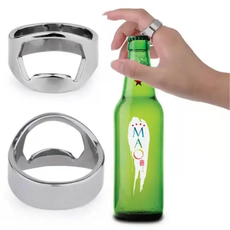 Mini apriscatole apribottiglie in acciaio inossidabile bottiglia a forma di anello rimozione apertura birra gadget da cucina strumenti apri dito bar