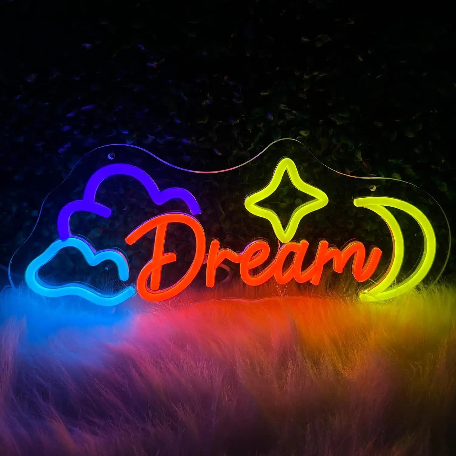 Dream Neon Sign USB Dimmable LED Lights For Nursery Kids Room Teen Bedroom Dreamy Themed Interior Space Wall Art Decor Gift