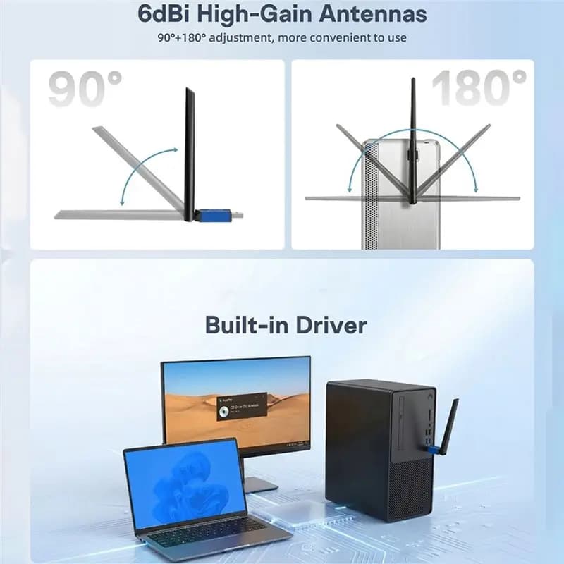 ABIK-AX900 Adattatore USB Wifi6 Wifi Dongle 2.4G/5Ghz Ricevitore Trasmettitore WIFI con Antenna da 6Dbi Compatibile con Win11/10